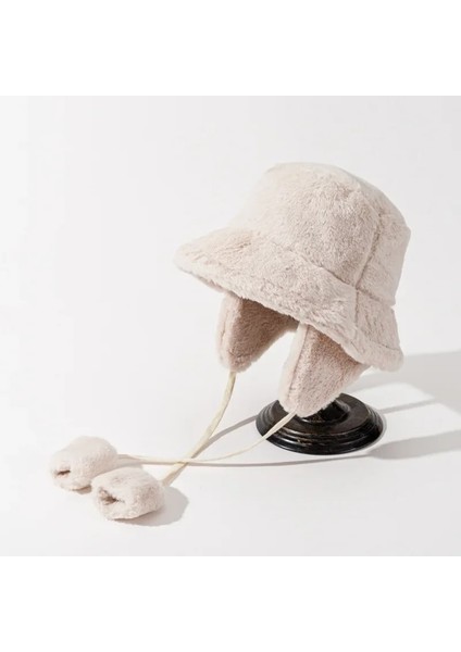 Bombacı Kış Sıcak Kova Şapka Şapka Kadınlar Için Golf Kap Yürüyüş Şapkası Kürk Şapka Kış Şapka Varil Kap Pamuklu Kumaş Kulak Koruyucu Kap (Yurt Dışından)