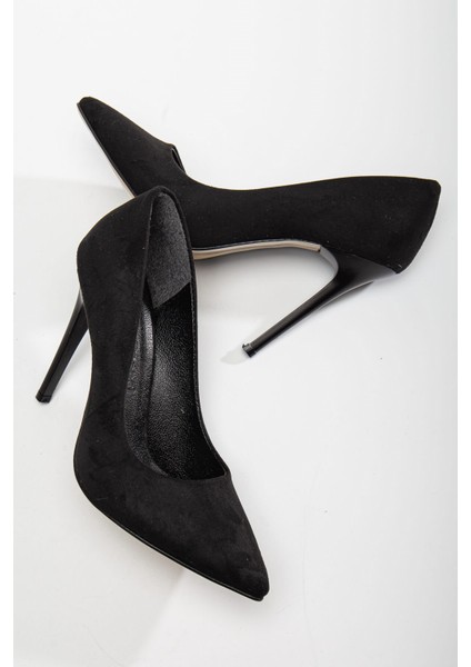 Kadın Stiletto Siyah Süet