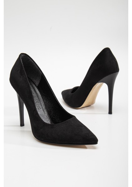 Kadın Stiletto Siyah Süet