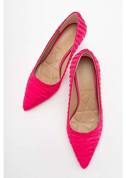 Kadın Stiletto Ayakkabı Fuje Saten