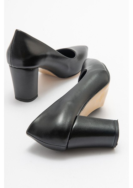 Kadın Ökçeli Stiletto Siyah Cilt
