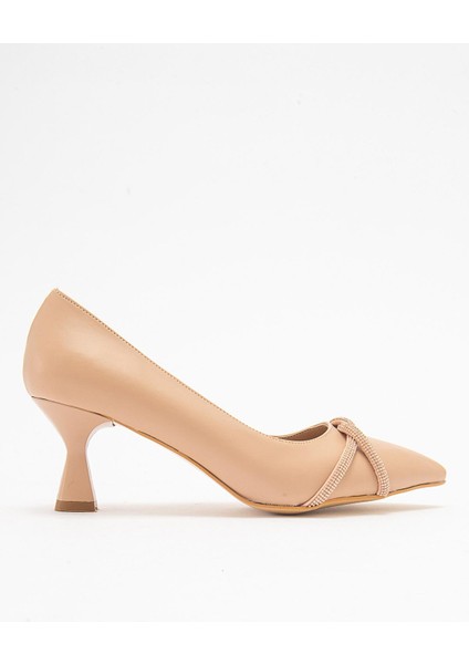 Çapraz Taşlı Kadın Stiletto Ayakkabı Nude Cilt Nude fiyatları