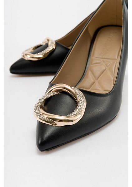 Tokalı Topuklu Ayakkabı Siyah Cilt modelleri