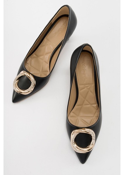 Tokalı Topuklu Ayakkabı Siyah Cilt indirimleri