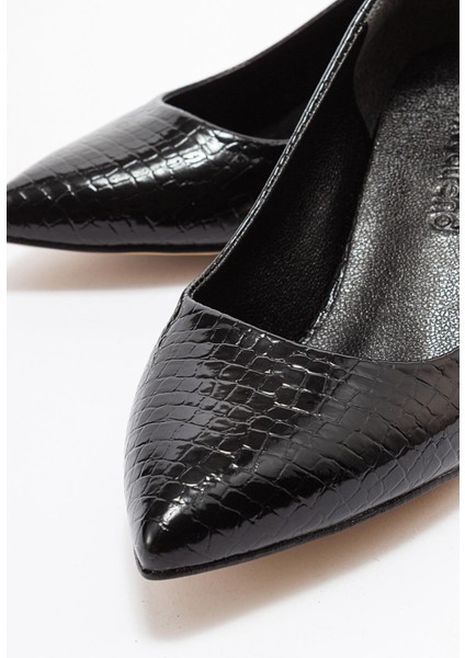 Kadın Stiletto Ayakkabı Siyah Kroko modelleri