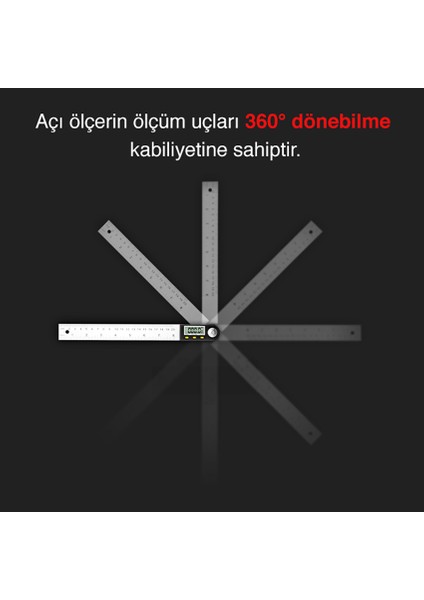 5422-500 Dijital Açı Ölçer 50 cm (360 Derece Dönebilir)