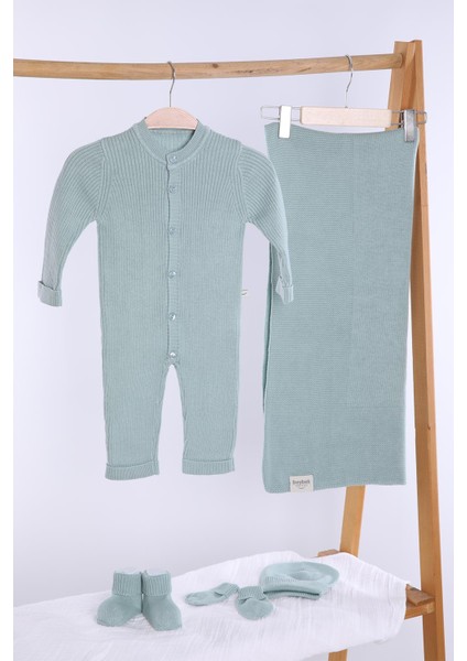 Babyhola Organik %100 Triko Kız Erkek Bebek Yenidoğan Tulum Takım 5'li Kutulu Set 0-3 Ay Hediyelik Hastane Çıkışı 5909