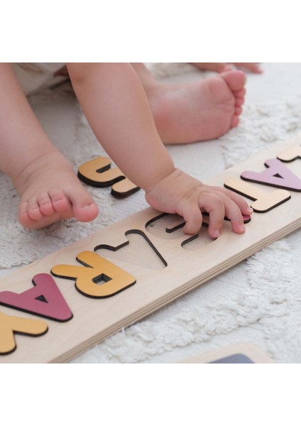 Ahşap Eğitici Oyuncak 6-7-8 Harf Naturel Bebeklere Puzzle Oyuncak Gelişim Destekli