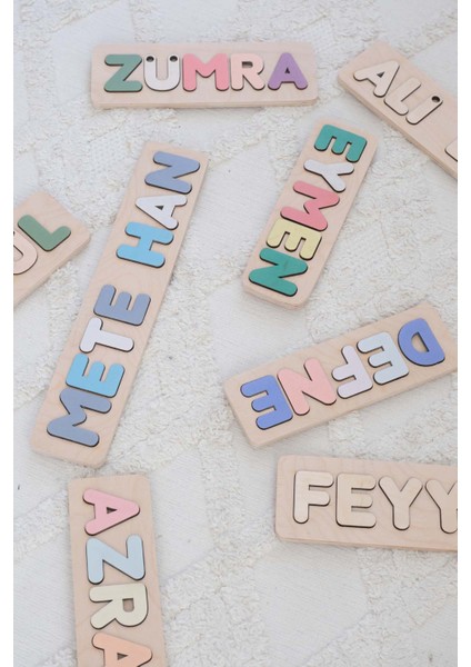 Ahşap Eğitici Oyuncak 6-7-8 Harf Naturel Bebeklere Puzzle Oyuncak Gelişim Destekli