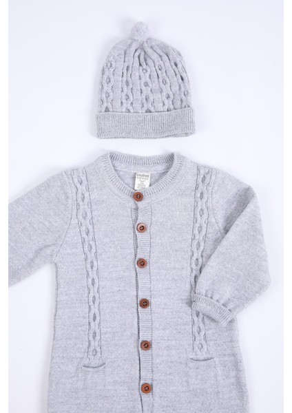 Babyhola Organik Triko Kız Erkek Bebek Çocuk Bereli Tulum Takım 5717