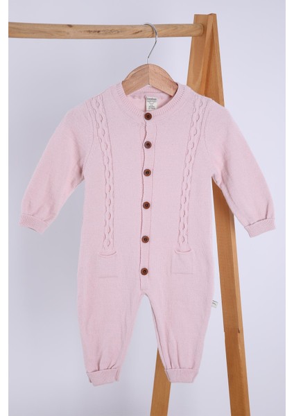 Babyhola Organik Triko Kız Erkek Bebek Çocuk Bereli Tulum Takım 5717