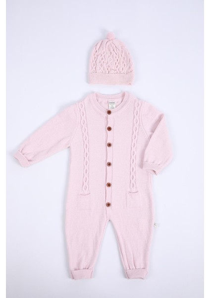 Babyhola Organik Triko Kız Erkek Bebek Çocuk Bereli Tulum Takım 5717