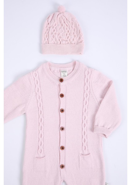 Babyhola Organik Triko Kız Erkek Bebek Çocuk Bereli Tulum Takım 5717