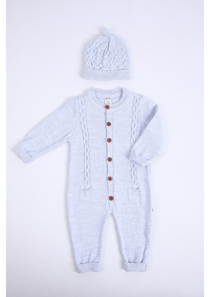 Babyhola Organik Triko Kız Erkek Bebek Çocuk Bereli Tulum Takım 5717
