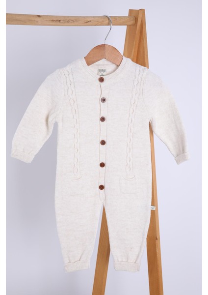 Babyhola Organik Triko Kız Erkek Bebek Çocuk Bereli Tulum Takım 5717