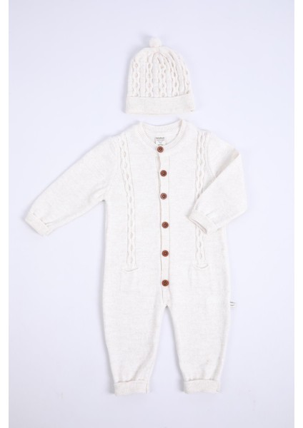 Babyhola Organik Triko Kız Erkek Bebek Çocuk Bereli Tulum Takım 5717