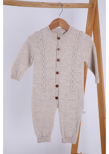 Babyhola Organik Triko Kız Erkek Bebek Çocuk Bereli Tulum Takım 5717