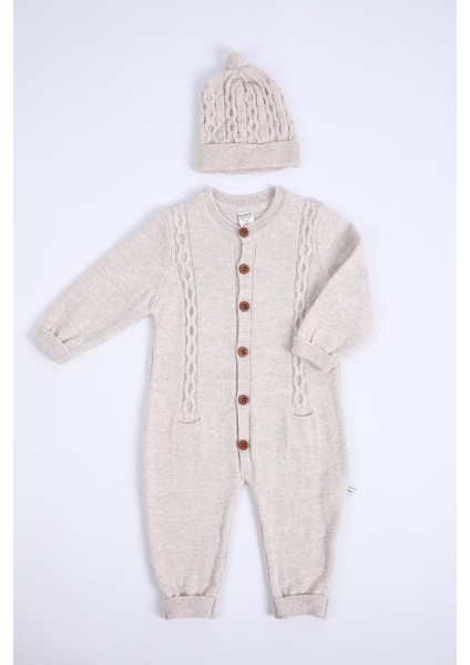 Babyhola Organik Triko Kız Erkek Bebek Çocuk Bereli Tulum Takım 5717