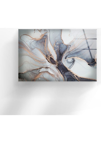 Gri Soyut Mermer Desenli Cam Duvar Tablosu fırsatları