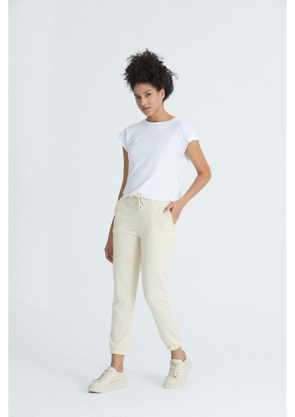 Kadın Basic 2 Iplik Likralı Regular Fit Paçası Lastikli Eşofman Altı