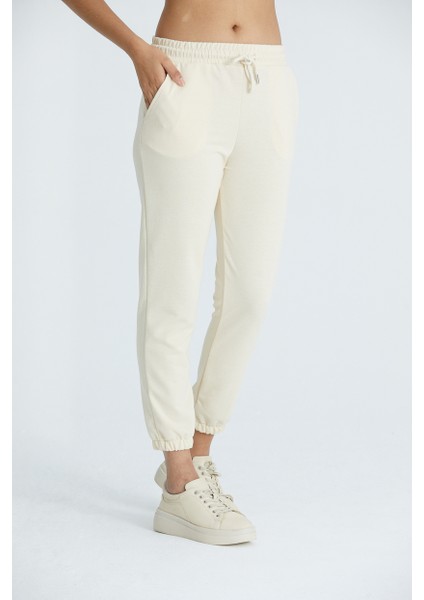 Kadın Basic 2 Iplik Likralı Regular Fit Paçası Lastikli Eşofman Altı