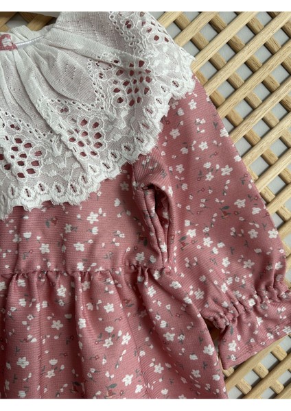 Kız Bebek Dantel Yaka Çiçekli Astarlı Elbise fiyatları