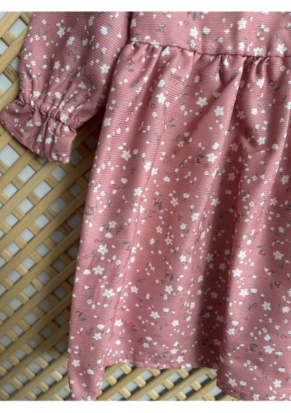 Kız Bebek Dantel Yaka Çiçekli Astarlı Elbise modelleri