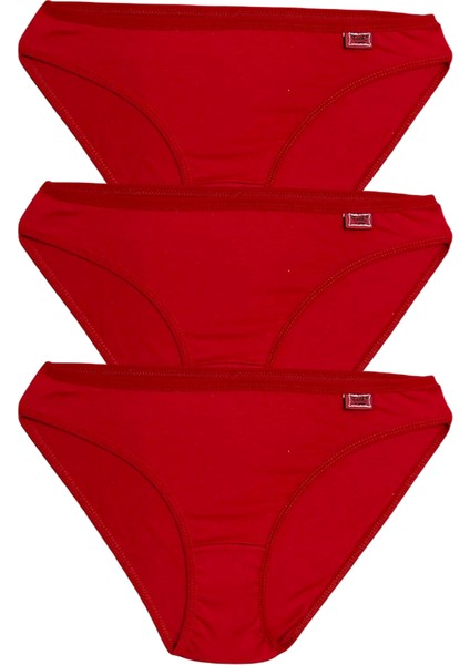 Kadın Elastan Düz Bikini Külot Kırmızı 3'lü Paket fiyatları