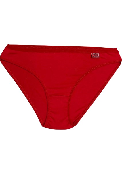 Kadın Elastan Düz Bikini Külot Kırmızı 3'lü Paket modelleri