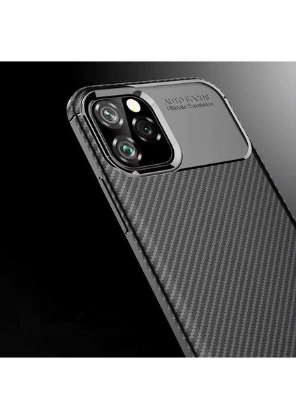 Apple iPhone 11 Pro ile Uyumlu Kılıf Focus Karbon Tasarım Telefon Kılıfı Kapak