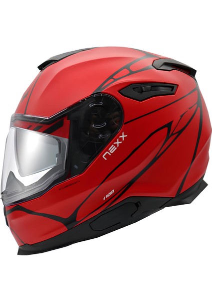 Y.100 B-Sıde Mat Siyah-Kırmızı Kask