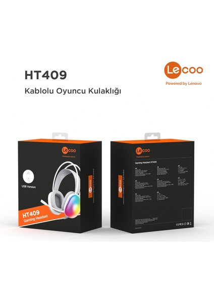 HT409 USB Kablolu Rgb LED Aydınlatmalı Mikrofonlu Kulak Üstü Gaming Kulaklık Beyaz