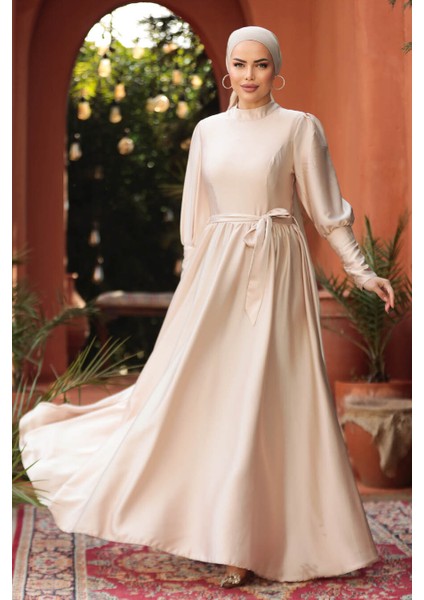 Gold Tesettür Abiye Elbise 60801GOLD