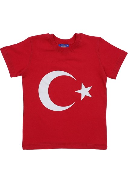 5-8 Yaş Türk Bayrağı Baskılı T-Shırt