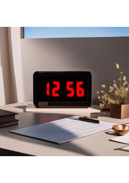 Sanec Dijital LED Duvar ve Masa Saat ve Derece - Kırmızı (Kasa Ölçüleri: 7X17 Cm)