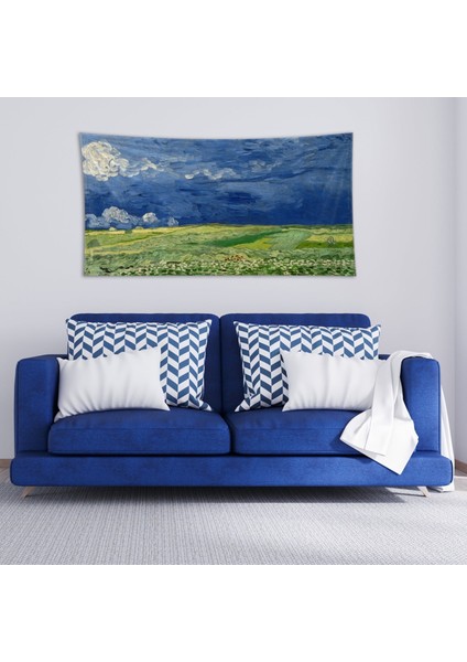 Fırtına Bulutları Altında Buğday Tarlası Duvar Örtüsü - 66 cm x 135 cm