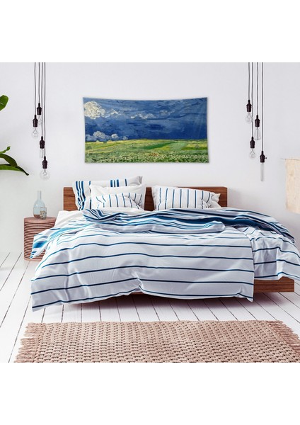 Fırtına Bulutları Altında Buğday Tarlası Duvar Örtüsü - 66 cm x 135 cm