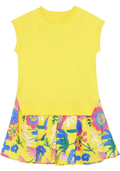 Sarı Çiçekli Kız Çocuk Elbise modelleri
