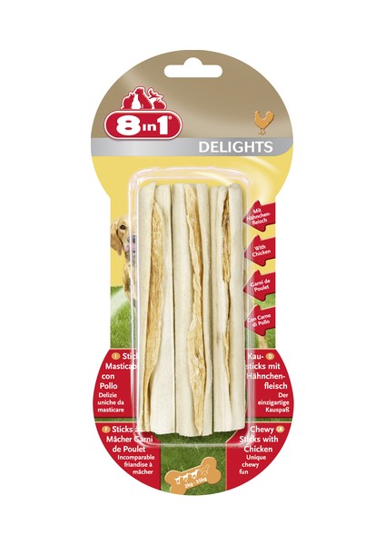 8 In 1 Delights Sticks Tavuklu Köpek Kemik Ödülü 3 Adet 75 gr