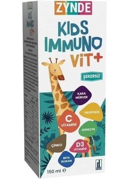 Kids Immuno Vit+ Kara Mürver, Beta Glukan Sıvı 150 ml Şurup 8699525579591