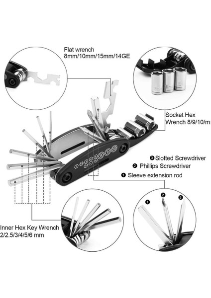 Bisiklet Tamir Alet Setleri, Zincir Ayırıcı, 16'sı 1 Arada Tornavida Seti (Yurt Dışından)