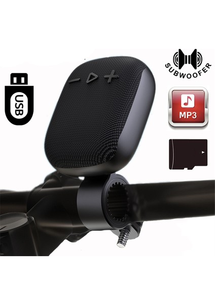 Hoparlör Bisiklet Gidon Kablosuz Bluetooth Hoparlör-Siyah (Yurt Dışından)