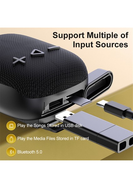 Hoparlör Bisiklet Gidon Kablosuz Bluetooth Hoparlör-Siyah (Yurt Dışından)