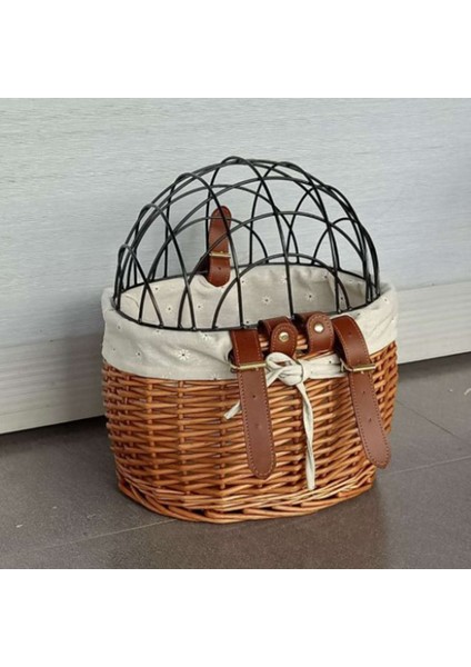 Kedi Köpek Bisiklet Ön Gidon Sepeti Evcil Hayvanlar El Dokuma Bisiklet Sepeti (Yurt Dışından)