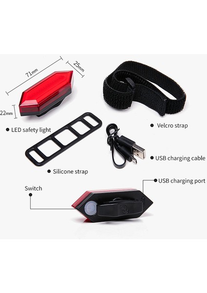 Su Geçirmez Bisiklet Kuyruk USB Şarj Edilebilir LED Bisiklet Koltuğu Sonrası Işık (Yurt Dışından) fırsatları