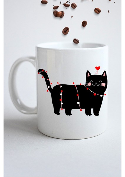 Cute Cat Kedi Baskılı Hediye Kupa Bardak Porselen Çay Kahve Fincanı fiyatları