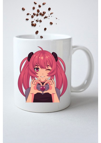 Anime Asi Kız Baskılı Hediye Kupa Bardak Porselen Çay Kahve Fincanı