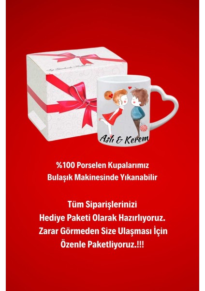 Isimli Kişiye Özel Sevgili Çift Baskılı Hediye Kalp Kupa Bardak Porselen Çay Kahve Fincanı modelleri