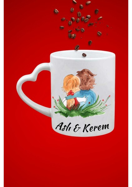 Isimli Kişiye Özel Romantik Sevgili Çift Baskılı Hediye Kalp Kupa Bardak Porselen Çay Kahve Fincanı fiyatları