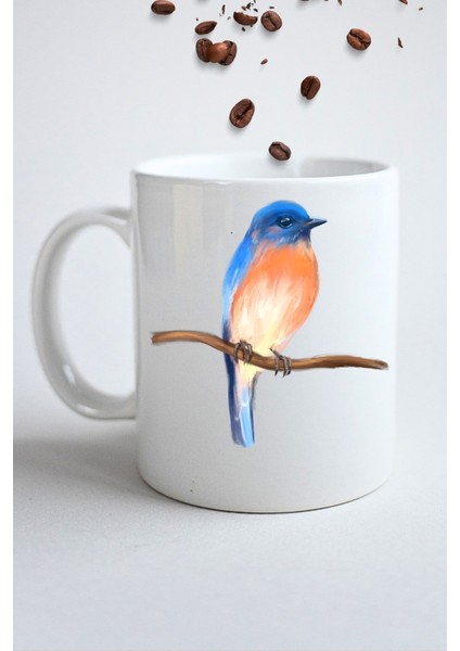Blue Bird Minik Serçe Baskılı Hediye Kupa Bardak Porselen Çay Kahve Fincanı fiyatları